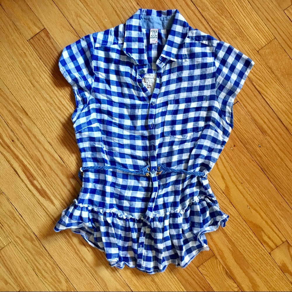 Free People gingham top with crochet back